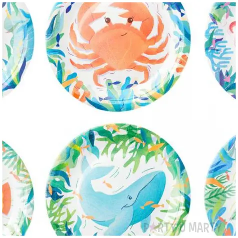 talerzyki papierowe podwodne zwierzeta ocean partypal 18 cm 6 szt