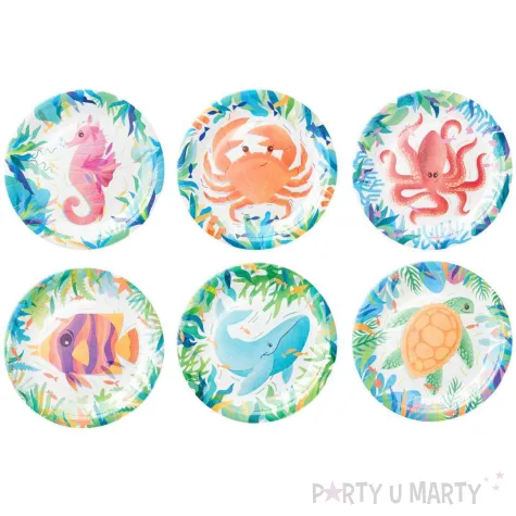 talerzyki papierowe podwodne zwierzeta ocean partypal 18 cm 6 szt
