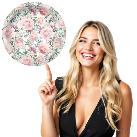 talerzyki papierowe roze ogrodowe paw 23cm 10 szt