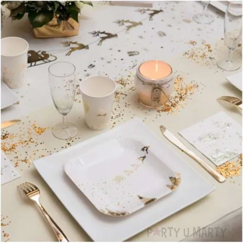 talerzyki papierowe sanie swietego mikolaja santex zlote metaliczne 18 cm 10 szt