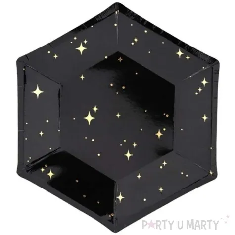talerzyki papierowe sylwestrowe gwiazdki partydeco 20 cm 6 szt