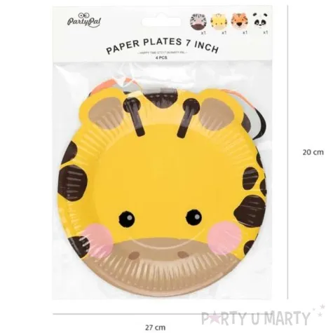 talerzyki papierowe urodzinowe safari mix partypal 18 cm 4 szt