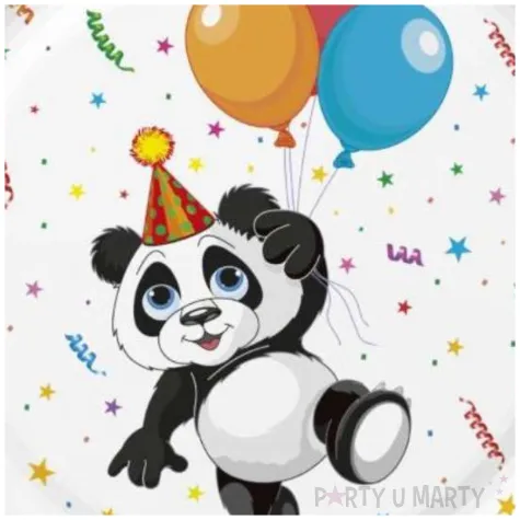 talerzyki papierowe urodzinowy mis panda maki 18 cm 8 szt