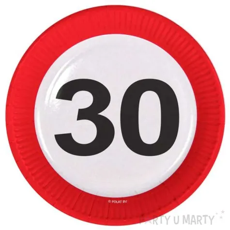 talerzyki papierowe urodziny 30 traffic birthday folat 23 cm 8 szt