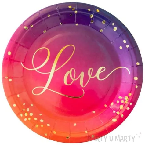 talerzyki papierowe walentynki love fioletowe partypal 18 cm 6 szt
