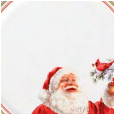 talerzyki papierowe wesoly mikolaj i ptak na galezi maki 23 cm 8 szt