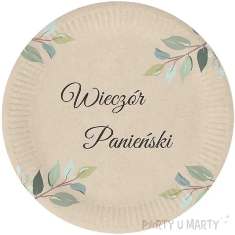 talerzyki papierowe wieczor panienski liscie kraftowy congee 18 cm 6 sz