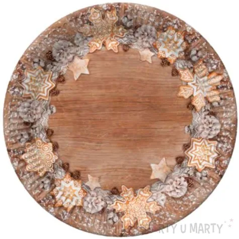 talerzyki papierowe zimowe dekoracje na desce maki 23 cm 8 szt