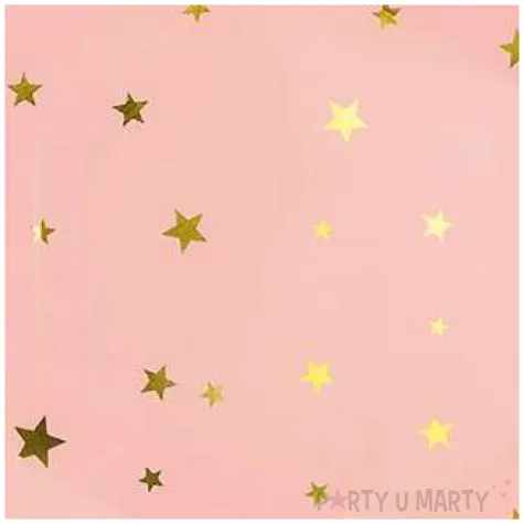 talerzyki papierowe zlote gwiazdki rozowe partypal 23 cm 8 szt