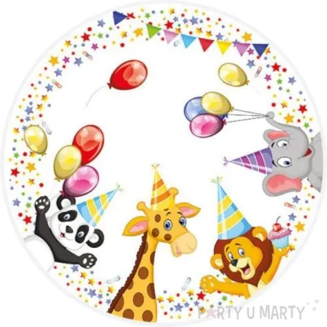 talerzyki papierowe zwierzeta imprezowe zoo mix maki 18 cm 8 szt