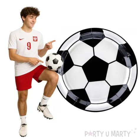 talerzyki pilka bialo czarne partydeco 18 cm 6 szt