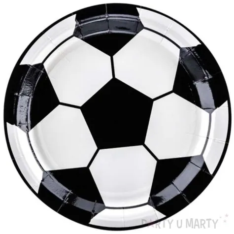 talerzyki pilka bialo czarne partydeco 18 cm 6 szt