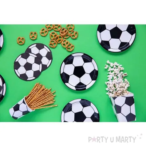 talerzyki pilka bialo czarne partydeco 18 cm 6 szt