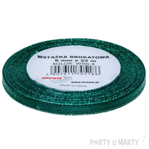 tasiemka brokatowa classic zielony brewis 6 mm 22 m
