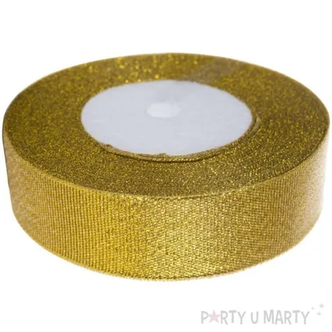 tasiemka brokatowa classic zloty czakos 25 mm 22 m