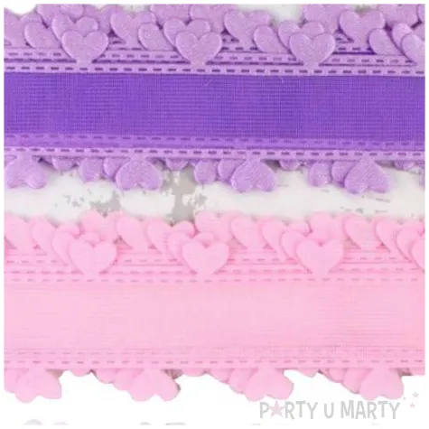 tasiemka falbanki z sercami mix titanum 26 mm 1 m 4 szt