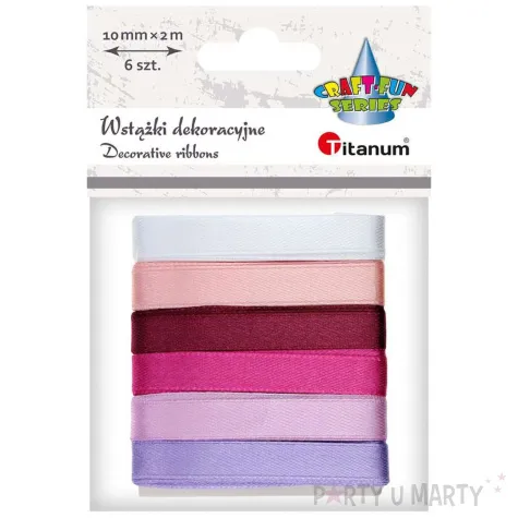 tasiemka odcienie rozu mix titanum 10 mm 2 m 6 szt