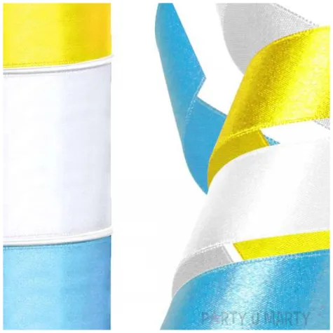 tasiemka satynowa boze cialo zestaw zolty bialy niebieski 5cm 25m 3 szt