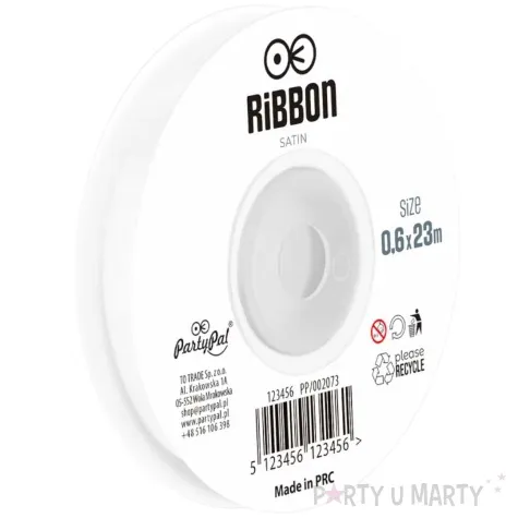 tasiemka satynowa classic bialy partypal 6 mm 23 m