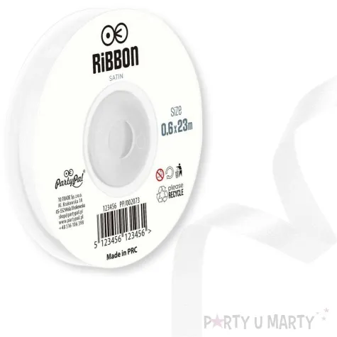 tasiemka satynowa classic bialy partypal 6 mm 23 m
