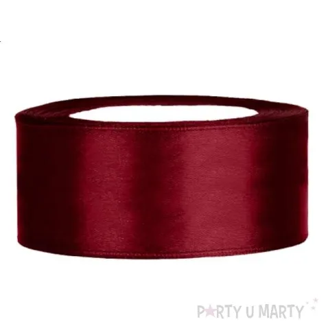 tasiemka satynowa classic bordowa partydeco 25 mm 25 m