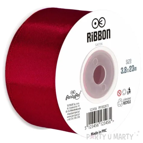 tasiemka satynowa classic burgundowy partypal 38 mm 23 m