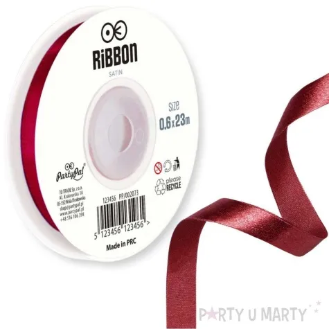 tasiemka satynowa classic burgundowy partypal 6 mm 23 m