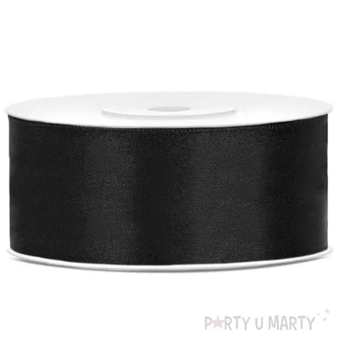 tasiemka satynowa classic czarna partydeco 25 mm 25 m