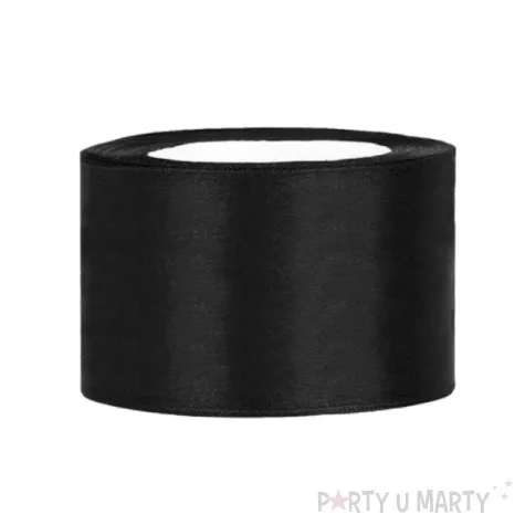 tasiemka satynowa classic czarna partydeco 38 mm 25 m