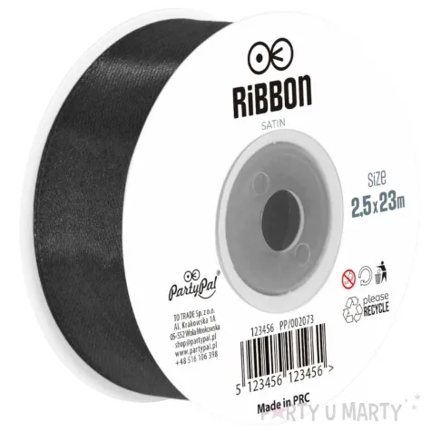 tasiemka satynowa classic czarny partypal 25 mm 23 m
