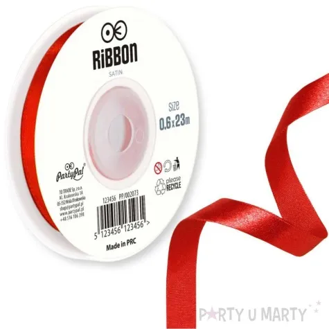 tasiemka satynowa classic czerwony partypal 6 mm 23 m