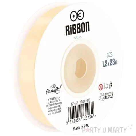 tasiemka satynowa classic kremowy partypal 12 mm 23 m