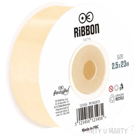 tasiemka satynowa classic kremowy partypal 25 mm 23 m