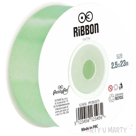 tasiemka satynowa classic mietowy partypal 25 mm 23 m