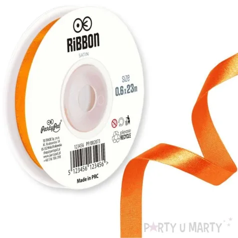 tasiemka satynowa classic pomaranczowy partypal 6 mm 23 m