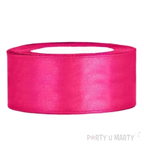 tasiemka satynowa classic rozowa ciemna partydeco 25 mm 25 m