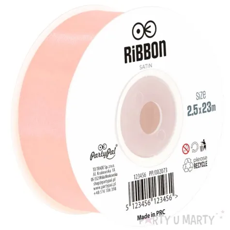 tasiemka satynowa classic rozowe zloto partypal 25 mm 23 m