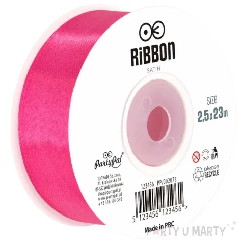 tasiemka satynowa classic rozowy ciemny partypal 25 mm 23 m