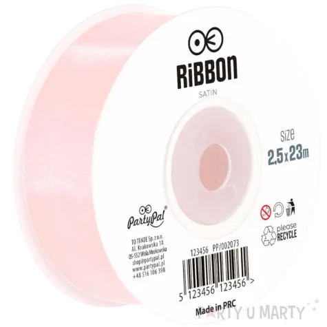 tasiemka satynowa classic rozowy jasny partypal 25 mm 23 m