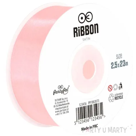 tasiemka satynowa classic rozowy jasny partypal 25 mm 23 m