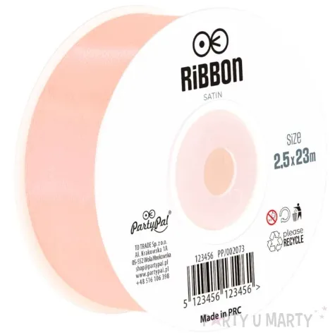 tasiemka satynowa classic rozowy pudrowy partypal 25 mm 23 m