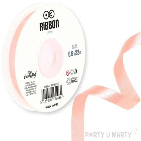 tasiemka satynowa classic rozowy pudrowy partypal 6 mm 23 m