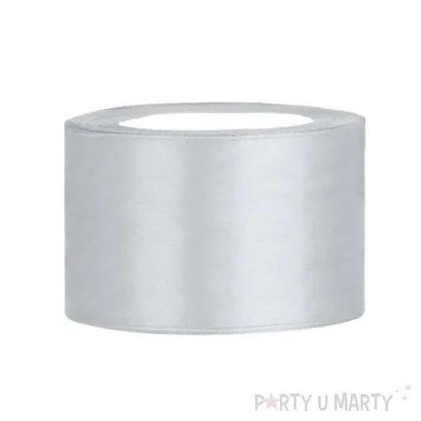 tasiemka satynowa classic srebrna partydeco 38 mm 25 m