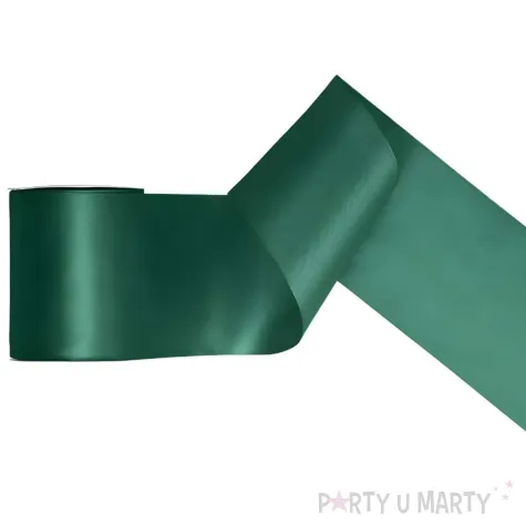 tasiemka satynowa classic wstazka dekoracja na wesele urodziny butelkowy zielony 10 cm 25 m