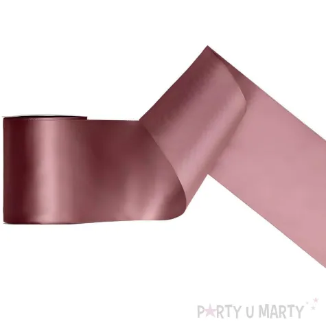 tasiemka satynowa classic wstazka dekoracja na wesele urodziny ciermny brudny roz 10 cm 25 m