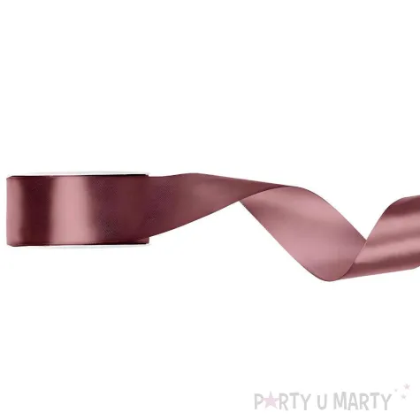 tasiemka satynowa classic wstazka dekoracja na wesele urodziny ciermny brudny roz 2 5 cm 25 m