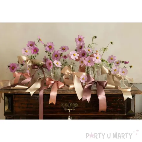 tasiemka satynowa classic wstazka dekoracja na wesele urodziny ciermny brudny roz 2 5 cm 25 m