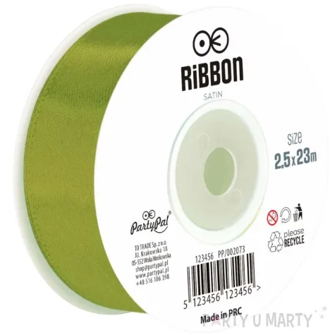tasiemka satynowa classic zielony oliwkowy partypal 25 mm 23 m