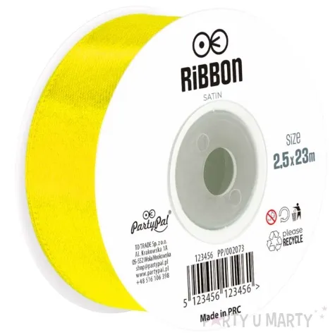 tasiemka satynowa classic zolty partypal 25 mm 23 m