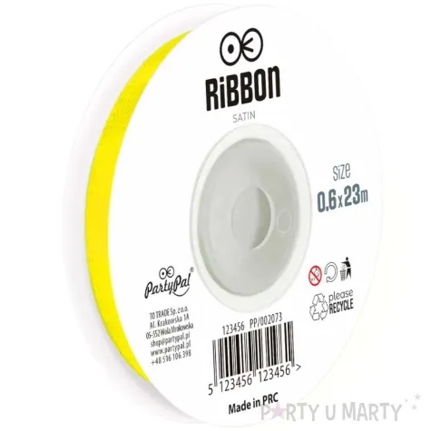 tasiemka satynowa classic zolty partypal 6 mm 23 m